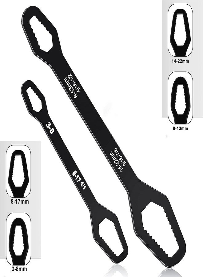 SUNNIFA Universal Adjustable Wrench Set, 8-22mm Double-Ended Self-Tightening Spanner, Black Carbon Steel, 2 Piece Set for Home Car Bike Repair - Image 4